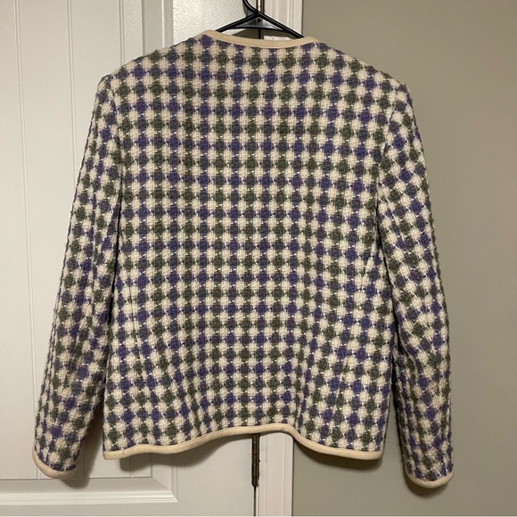 Vintage Koret Purple Green and Cream Plaid Blazer - Picture 5 of 8